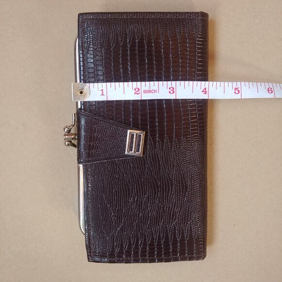 Vintage Leatherette Canada dark brown snakeskin leather wallet - Picture 8 of 14